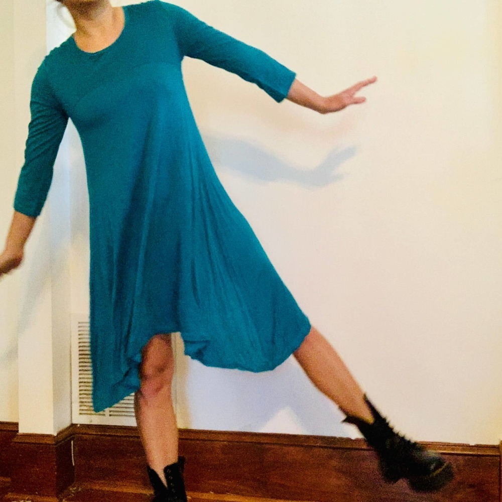 Malabar Bay Teal Blue Long Sleeve Pajama Dress S